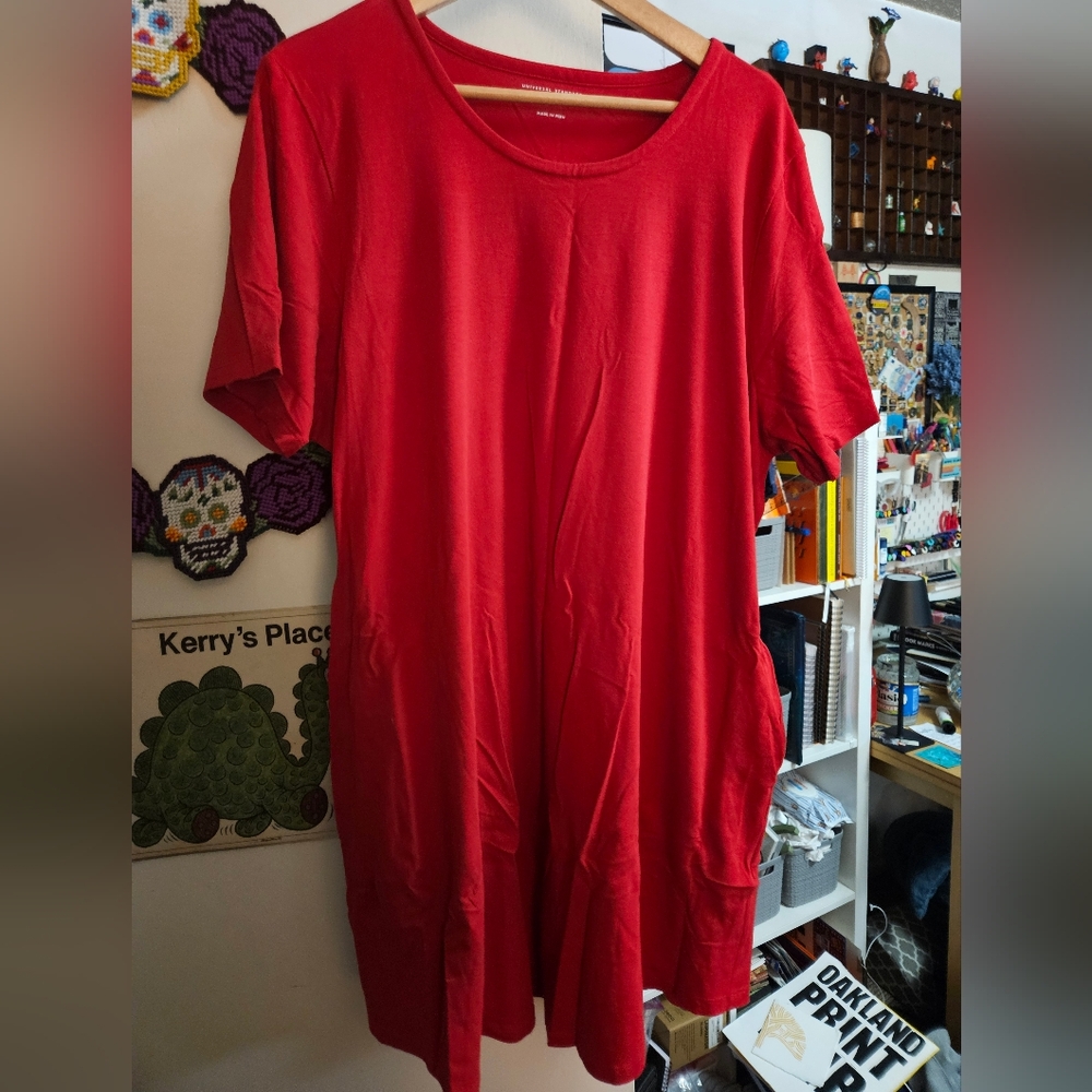 Universal Standard Halie short sleeve tee shirt dress red L